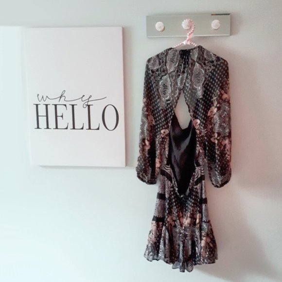 NWT Free People black paisley floral printed dress - Picture 8 of 8
